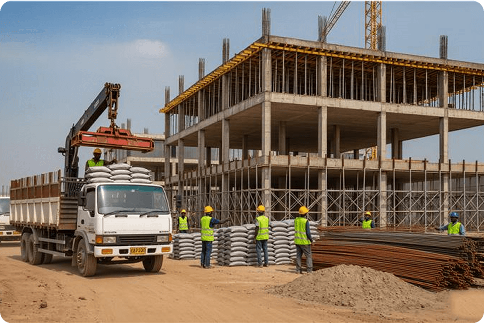 Construction equipment and machinery on site